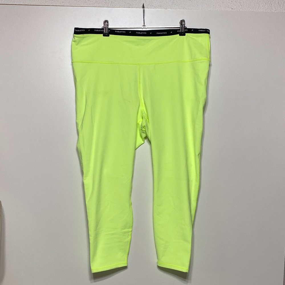 Fabletics Define Powerhold High-Waisted 7/8 Highlighter Yellow Color